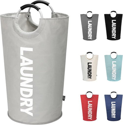 DOKEHOM 90L Large Laundry Basket - Collapsible Freestanding Hamper in Grey for Easy Storage