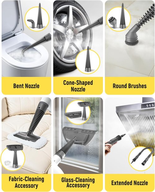 Handheld Steam Cleaner with Safety Lock, 500mL Large Tank & 19PCS Accessories - Multi-Surface Deep Cleaning for Kitchen, Bathroom, Car, Sofa - Removes Stubborn Grime, Sanitizes Surfaces (White)
