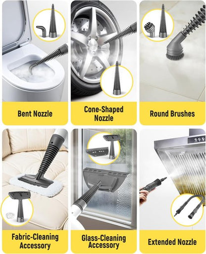 Handheld Steam Cleaner with Safety Lock, 500mL Large Tank & 19PCS Accessories - Multi-Surface Deep Cleaning for Kitchen, Bathroom, Car, Sofa - Removes Stubborn Grime, Sanitizes Surfaces (White)