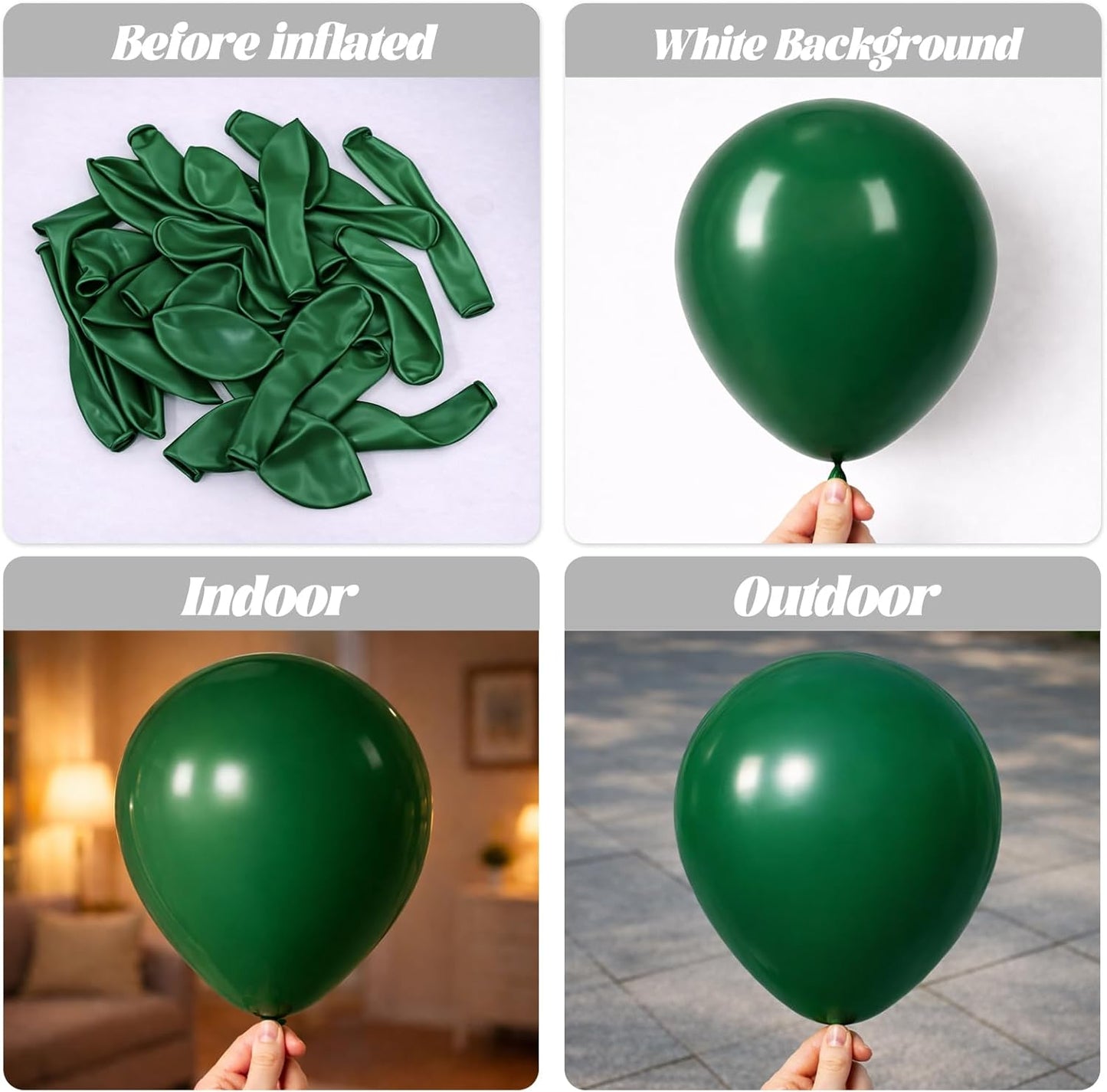 Voircoloria 12-Inch Dark Green Latex Balloons - 110 Pack for Birthdays, Graduations & Celebrations