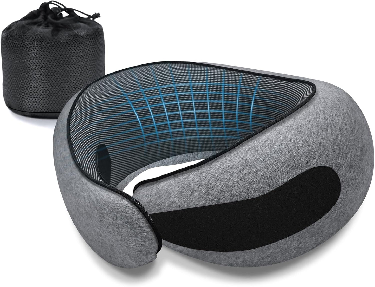 Skiennix Memory Foam Neck Pillow - Ergonomic Travel Comfort for Airplanes & Car Rides | Compact Grey Design
