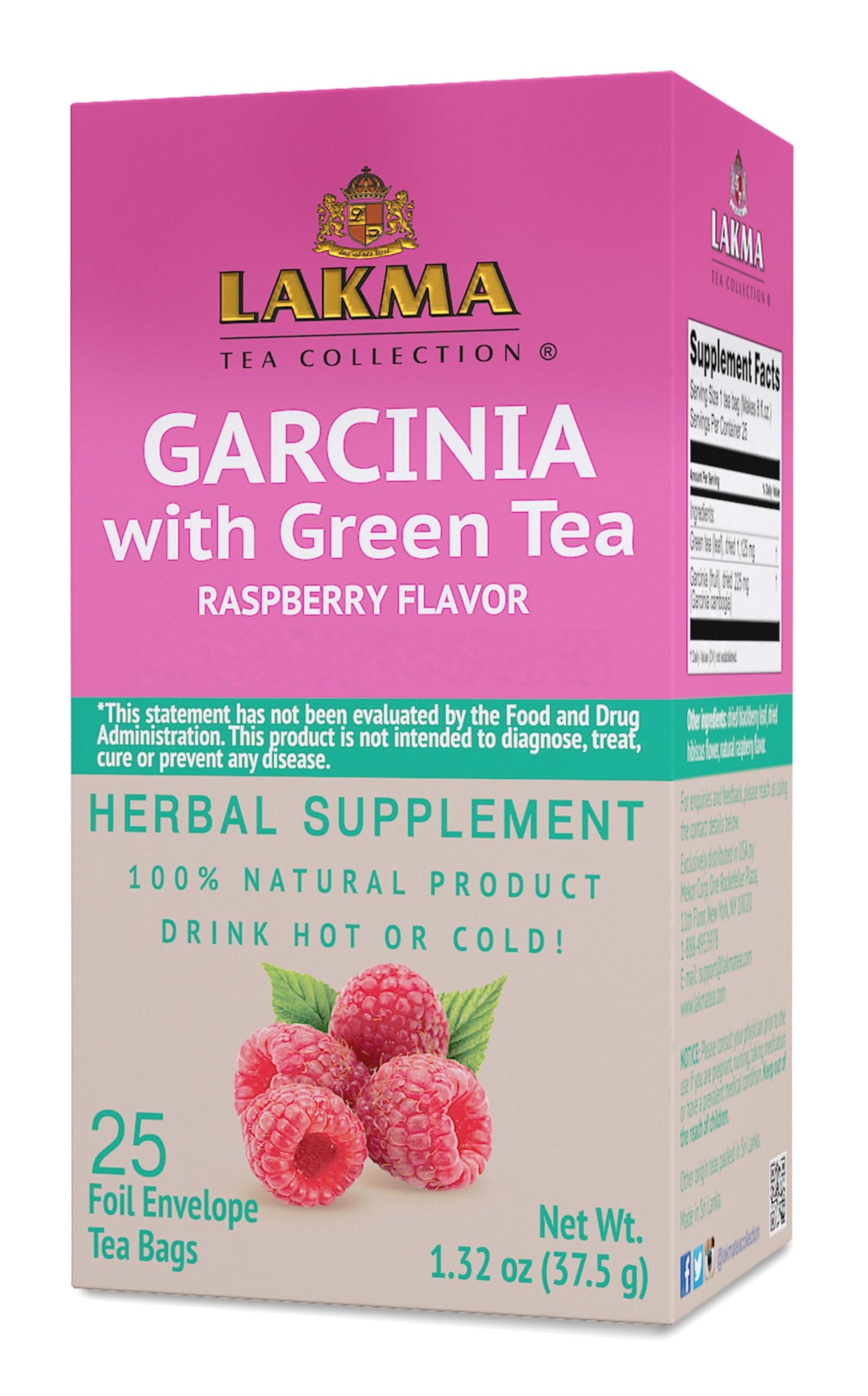 Lakma Garcinia Cambogia Green Tea with Raspberry - 25 Tea Bags