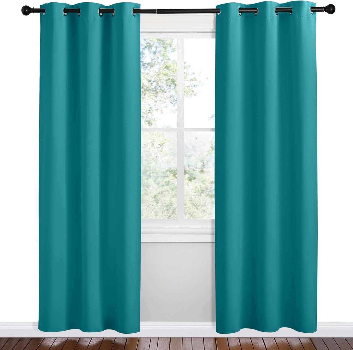 NICETOWN Room Darkening Curtains - Thermal Insulated Blackout Panels, Peacock Teal, 78 Inch Length, 2 Pieces
