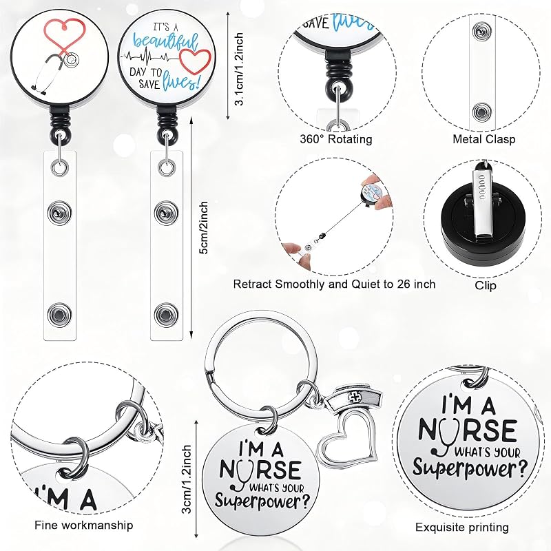 Nurse Gift Set with Tumbler, Keychain, Socks & Makeup Bag – White (Variation: White)