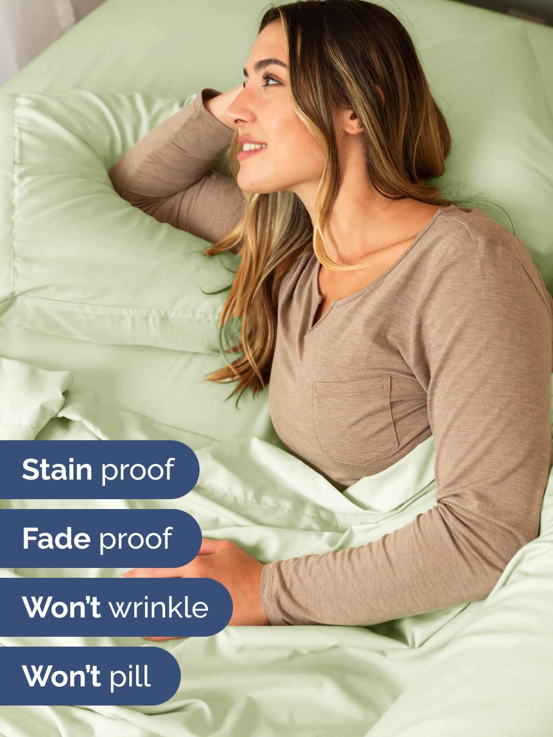 Skiennix Extra Deep Cal King Sheet Set - 6 Piece Breathable Cooling Bedding - Soft Wrinkle-Free Light Sage