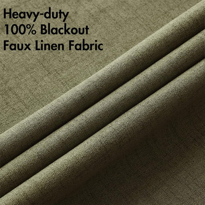 MIULEE Blackout Curtains - 100% Thermal Insulated Light Olive Green Drapes | 52x90 Inch (2 Panels)