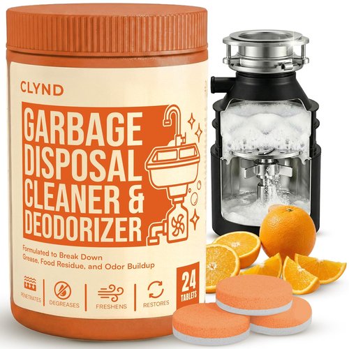 CLYND Garbage Disposal Cleaner and Deodorizer Tablets 24-Pack Citrus Foaming Tablets for Garbage Disposal, Kitchen Sink and Drain Cleaner, Lemon Orange Scent - Garburator, Disposer Freshener
