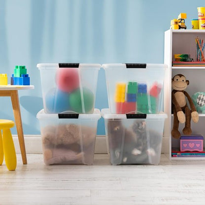 IRIS USA Stackable Plastic Storage Bins - 54 Qt, BPA-Free, Durable Nestable Containers, 6 Pack - Clear