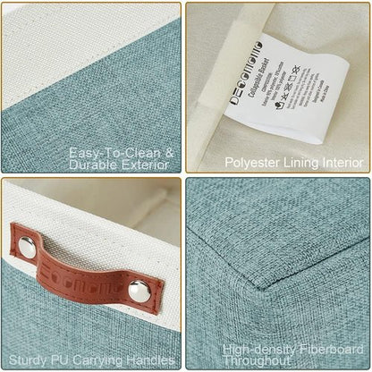 DECOMOMO Small Storage Baskets - Teal & White Closet Organizers for Shelves | 6 Pack Set