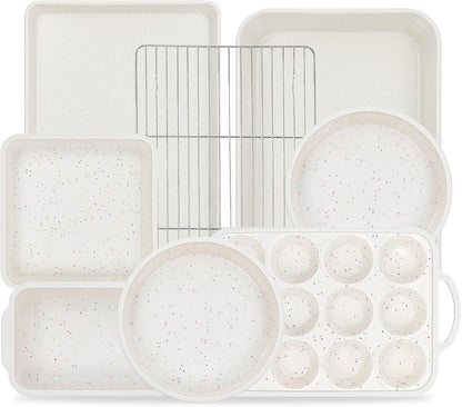 Vinino 8-Piece Nonstick Baking Pans Set - Includes Muffin, Loaf, Cake Pans & Roasting Pan | Oven Safe