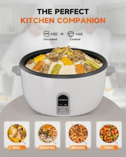 Commercial Rice Cooker - 30-Cup Uncooked Capacity | One-Touch Operation & 12-Hour Keep Warm