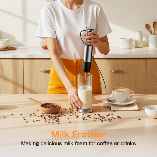Immersion Blender 1100W - 3-in-1 Handheld Set with Speed Control, Whisk & Milk Frother for Smoothies & Soups