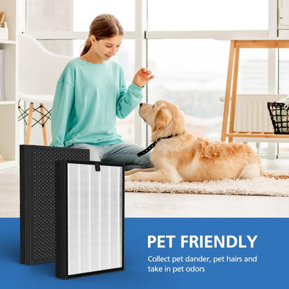 400 Air Purifier Replacement Filter Compatible with Puro 400 Air Purifier, 3-in-1 with Activated Carbon Filter Attach Pet Dander Smoke Pollen Dust, 2 Pack