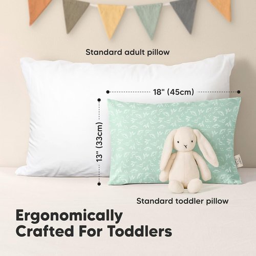 KeaBabies Toddler Pillows - Soft Organic Cotton 2-Pack for Ages 2-5 | Ideal for Sleeping, Travel, Nap (DinoLand)