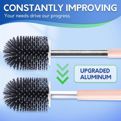 BOOMJOY Toilet Brush Set - Silicone Toilet Bowl Cleaner with Tweezers for Effective Bathroom Cleaning | Pink