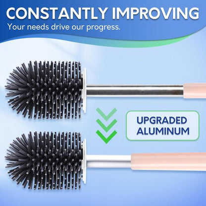 BOOMJOY Toilet Brush Set - Silicone Toilet Bowl Cleaner with Tweezers for Effective Bathroom Cleaning | Pink