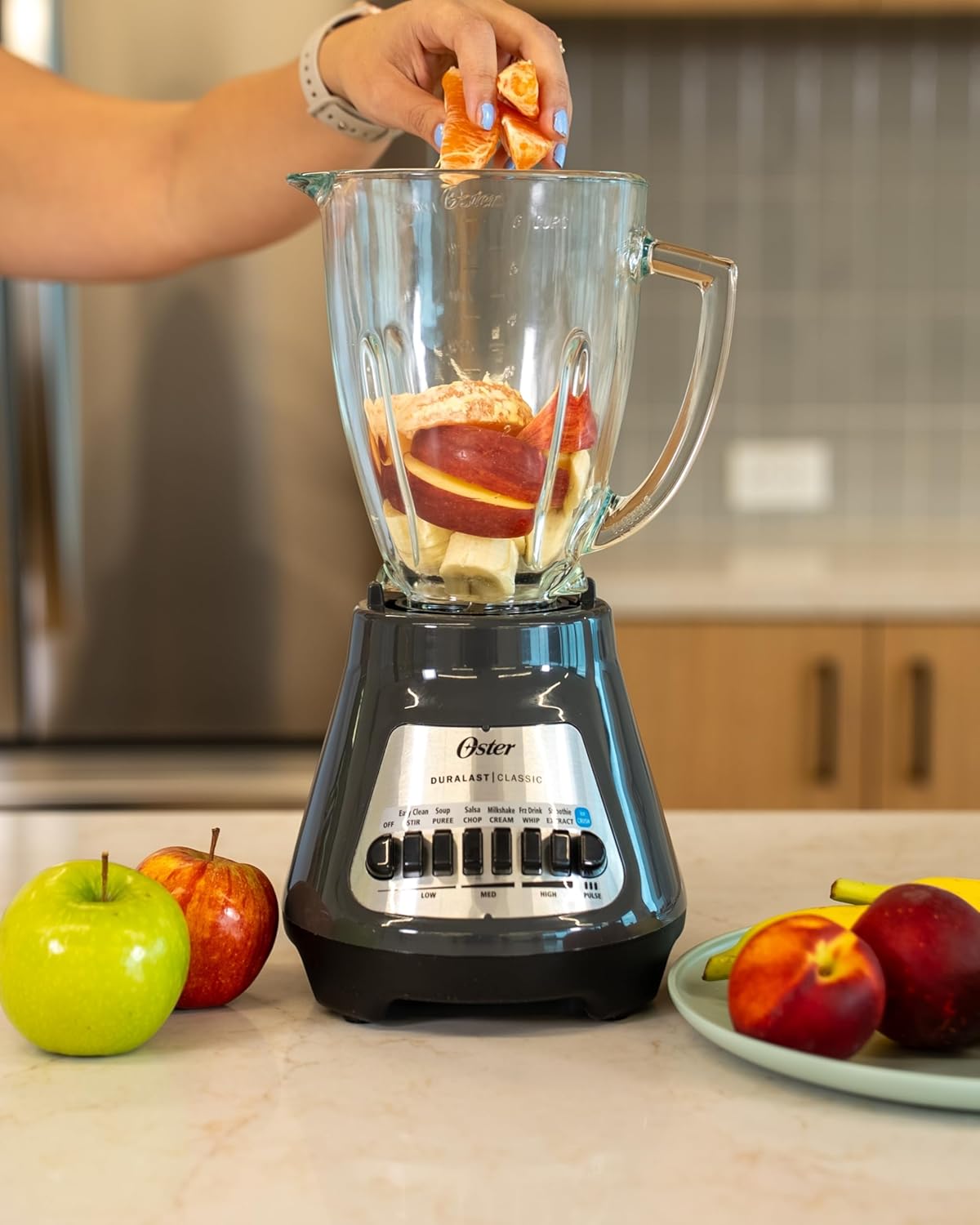 Oster® Classic Series Blender - 8-Speed with 6-Cup Glass Jar in Gray for Smooth Blending