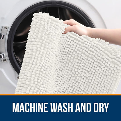OLANLY Bathroom Rugs - Extra Soft Absorbent Chenille Bath Mats | Quick Dry, Machine Washable, 30x18, Ivory
