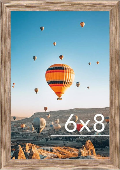 JCJMY Rustic Brown 6x8 Picture Frame - Versatile Wall Hanging or Tabletop Display with Shatter-Resistant Plexiglass