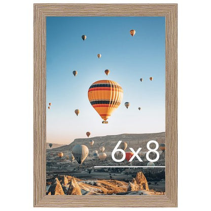 JCJMY 6x8 Picture Frame Rustic Brown for Wall Hanging or Tabletop, Wall Mounting Horizontally or Vertically, 6 x 8 Wall Gallery Poster Photo Frame with Shatter Resistant Plexiglass, Rustic Brown