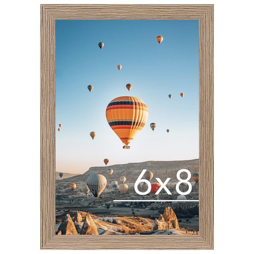 JCJMY 6x8 Picture Frame Rustic Brown for Wall Hanging or Tabletop, Wall Mounting Horizontally or Vertically, 6 x 8 Wall Gallery Poster Photo Frame with Shatter Resistant Plexiglass, Rustic Brown