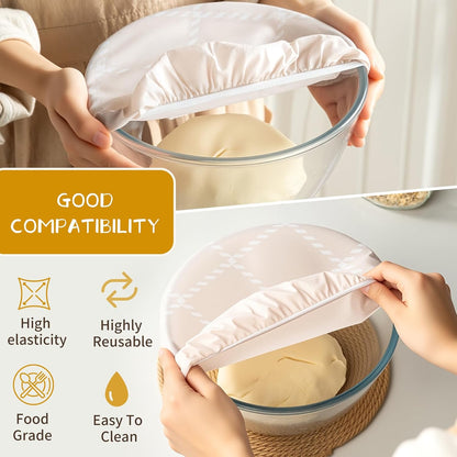 Beeswax Bowl Covers by Skiennix - Reusable 3pc Set for Bread Proofing | 100% Organic Cotton, Elastic Fit, 8/10/12 Inch