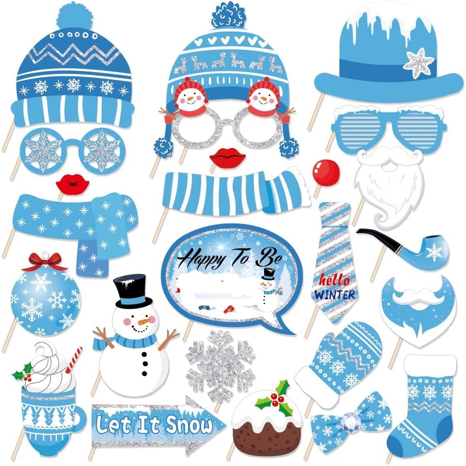 Snowman Photo Booth Props - Winter Wonderland Theme | 25 Fun and Festive Pieces