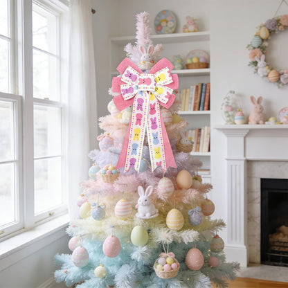 Yuubin Easter Bows - 2 Pcs Large 12x20 Inch Spring Decor with Bunny | Perfect for Wreaths & Baskets
