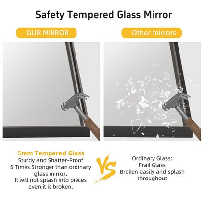Dimelax Black Vanity Wall Mirror, 22x 30 Inch Rectangular Bathroom Mirrors for Over Sink, Aluminum Metal Framed Mirror, Tempered Glass, Anti-Rust, Wall Farmhouse Mirrors (Horizontal/Vertical)