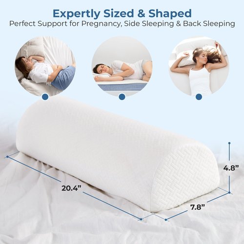 5 STARS UNITED Half Moon Bolster Semi-Roll Pillow and Knee Pillow for Side Sleepers - Bundle, 100% Memory Foam