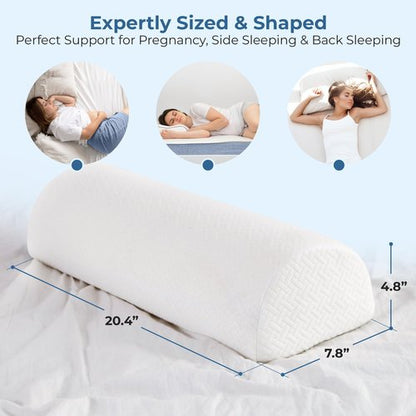 5 STARS UNITED Half Moon Bolster Semi-Roll Pillow and Knee Pillow for Side Sleepers - Bundle, 100% Memory Foam