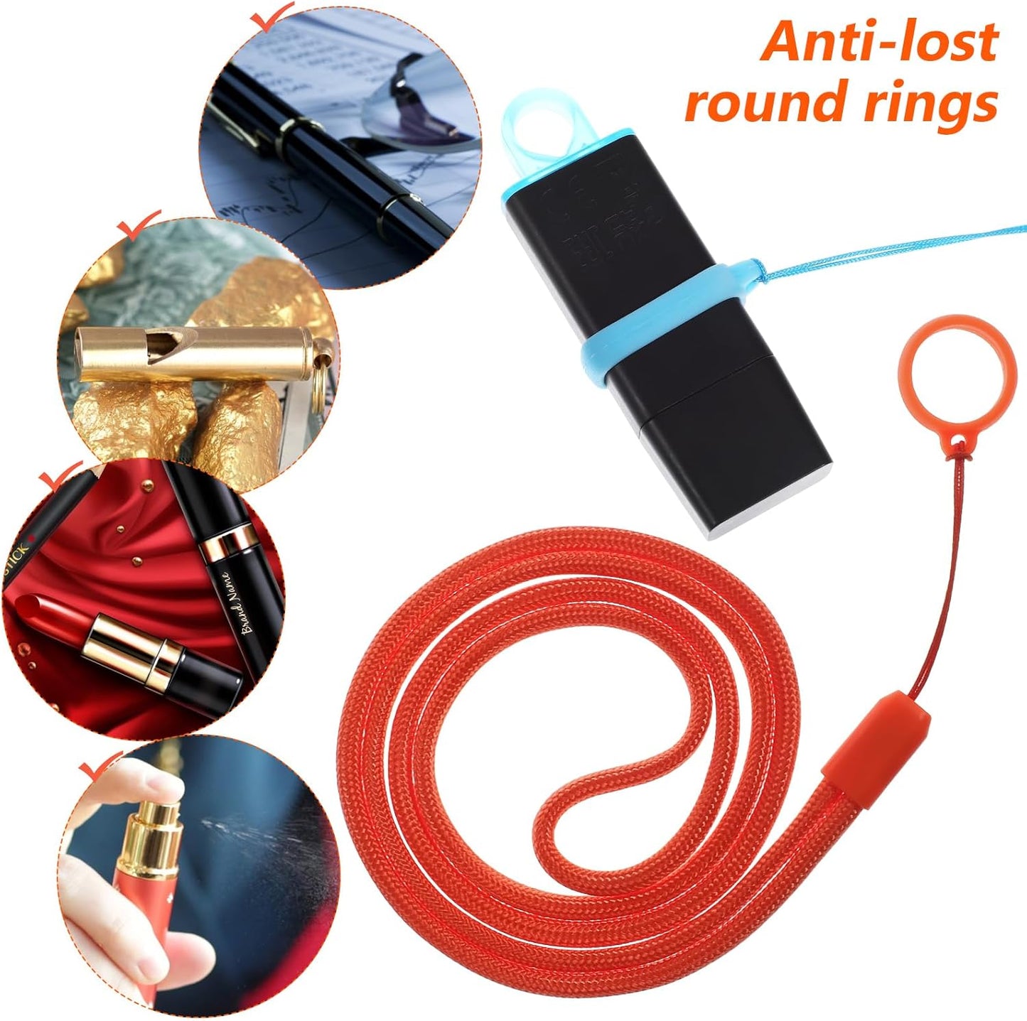 Skiennix Anti-Lost Lanyard Set - 8 Pcs with 24 Silicone Rubber Rings for Pens | Office & School Use
