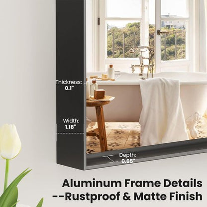 LOAAO Black Bathroom Mirror - 24" X 36" Rectangle Vanity Mirror | Modern Design, Easy to Install, Versatile Hanging