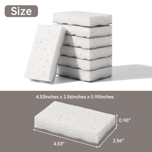 JOYMOOP Textured Clean Sponges, Dual-Sided Non-Scratch Soft Scrub Dish Sponge, Safe for Non-Stick Cookware, Kitchen and Household Cleaning, 36 Pack [Grey & White]