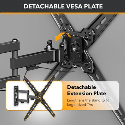 CondoMounts TVA8044 Full Motion TV Wall Mount for 13"–55" Screens | Articulating TV Wall Mount with Swivel Arm | Max VESA 400x400mm, Holds 55lbs | Black