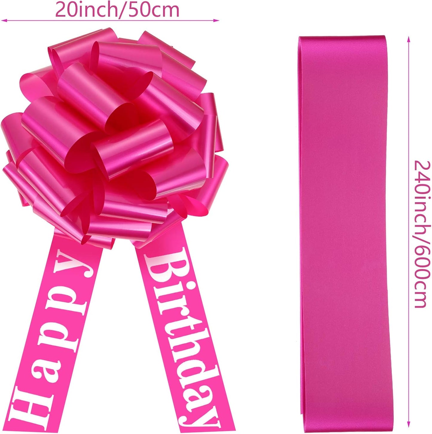 WILLBOND Large Happy Birthday Car Bow - Festive Gift Wrapping Decoration | 20 Inches, Rosy Color