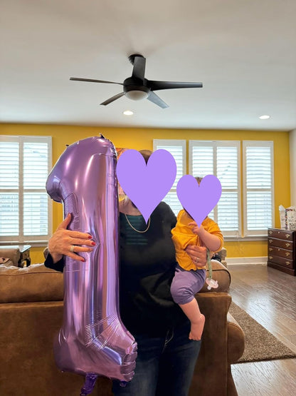 Number Balloons - 40 Inch Purple Birthday Balloons for 1st, 11th, 21st Celebrations | Baby Shower Decor