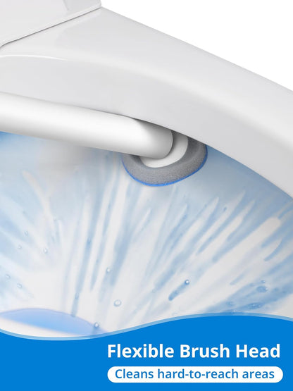 Skiennix Disposable Toilet Cleaner Wand Set - Wall Mounted Brush Kit with 12 Refill Heads | Hygienic Bathroom System
