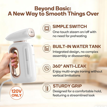 Newbealer Handheld Fabric Steamer - 850W Portable Wrinkle Remover with 30s Fast Heat-Up | 230ml Water Tank for Home & Travel