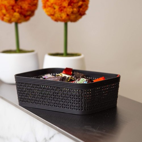 BINO Woven Plastic Basket - XS Black, 5-Pack | Stylish Home Organization & Space-Saving Storage