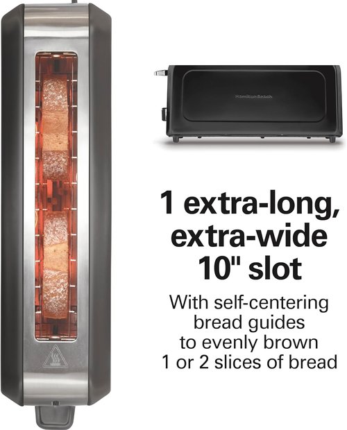 Hamilton Beach 2-Slice Toaster - Extra Wide Long Slot, 7 Browning Shades, Bagel Function, Black