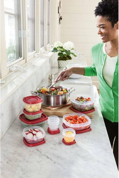 Rubbermaid Easy Find Lids Food Storage Containers - 18-Piece Set in Racer Red for Effortless Organization