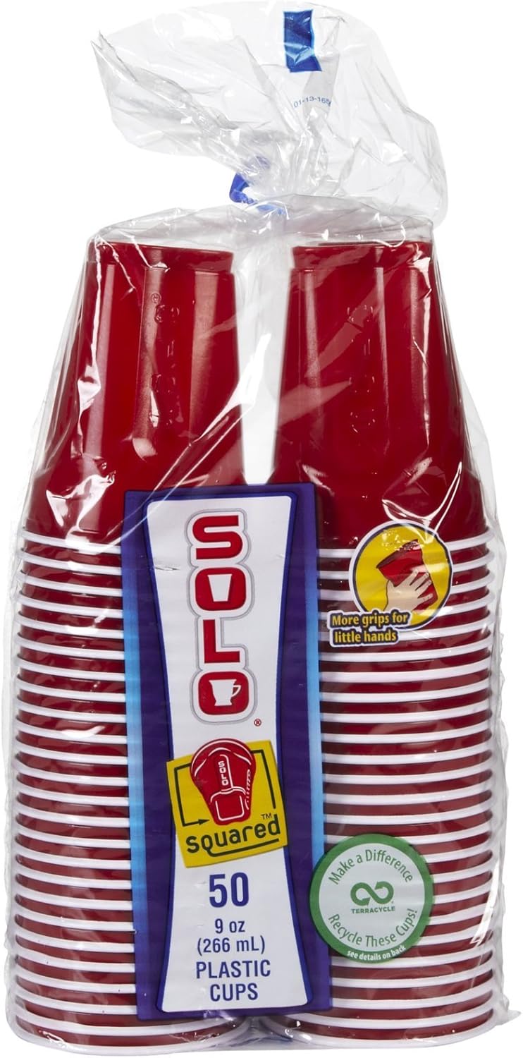 Solo Red Plastic Party Cups - 9 oz | Pack of 50 Durable Disposable Cups