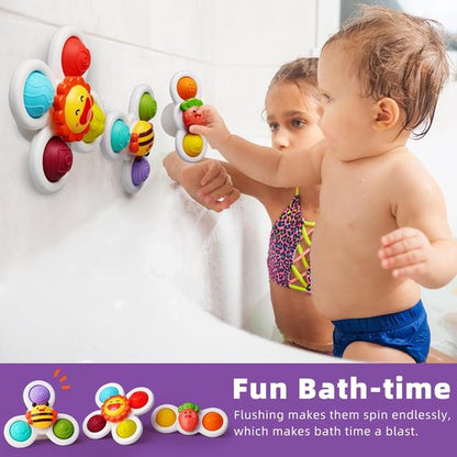 LiKee Fidget Rotating Sensory Bath Toys - Strong Suction Cups for Travel & Play | Ideal for 10+ Months