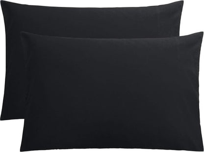 FLXXIE Pillow Cases - Soft Microfiber Queen Pillow Covers | Wrinkle Resistant, 2-Piece Set, Black 20x30