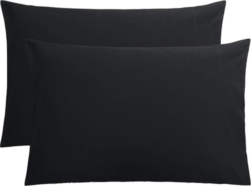 FLXXIE Pillow Cases - Soft Microfiber Queen Pillow Covers | Wrinkle Resistant, 2-Piece Set, Black 20x30