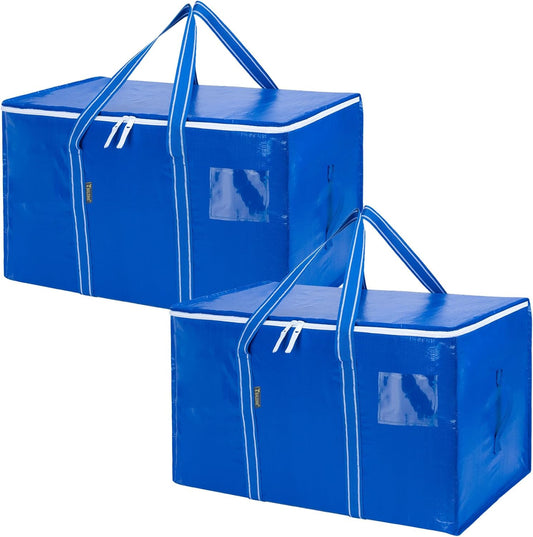 BALEINE Oversized Moving Bags - Heavy-Duty Storage Totes with Reinforced Handles | Royal Blue, 2-Pack