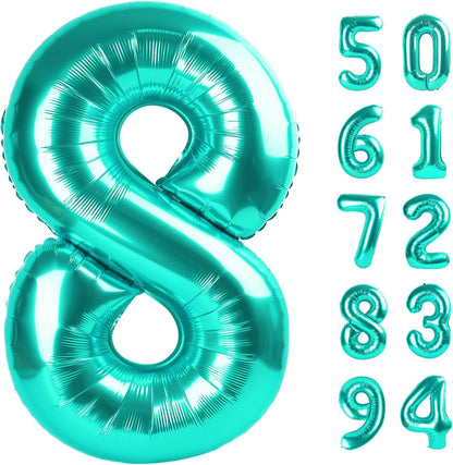Teal Blue Number 8 Balloon - 40 Inch Birthday Decorations for Girls | Perfect for 8th Birthday Parties
