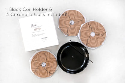 Rool Citronella Incense Coil - Outdoor Candles for Backyard & Camping | Includes Holder