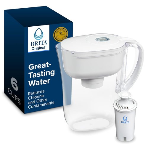 Brita Metro Water Filter Pitcher - BPA-Free, SmartLight Indicator, 6-Cup Capacity, White | Eco-Friendly Design